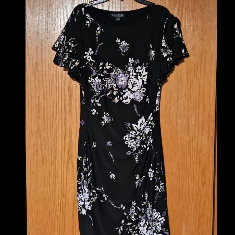 Lauren Ralph Lauren Purple Black Floral Dress